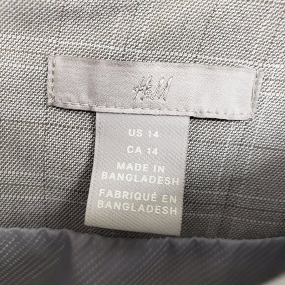 3/$25 H&M Glen Plaid Fit & Flare Dress 14 Short Sleeves Career Work Gray - Picture 10 of 11